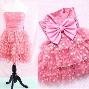 Betsey Johnson Vintage  Women's Pink Tulle  and Satin Prom Dress Size 4